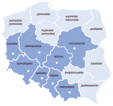 mapa - dolnąśląskie / wielkopolskie / śląskie